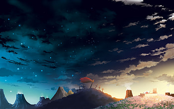 Tengen Toppa Gurren Lagann, Landscape, Anime, Grave, Hill, Sky HD wallpaper