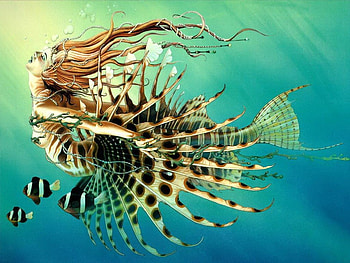 Mermaid, blue, summer, sirena, fantasy, fish, girl, luminos HD wallpaper