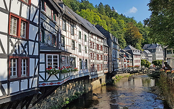 Monschau, Germany, houses, Germany, town, Monschau, old, canal HD wallpaper