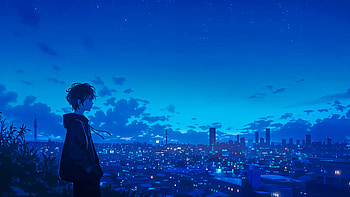 Anime Girl Dreams Above The Skyline, anime-girl, sky, night, star, artist, artwork, art, digital-art, ai, deviantart HD wallpaper