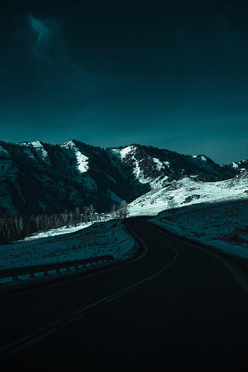 Nature, Mountains, Snow, Road HD phone wallpaper