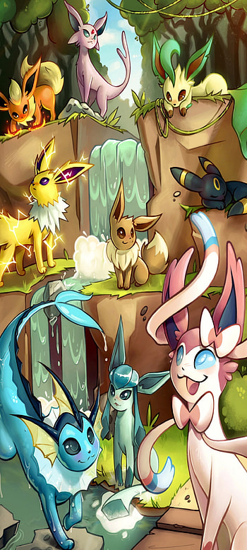 tipos de evoluciones, pokemon, eevee, colores, eevee evolutions, eevee evoluciones HD phone wallpaper