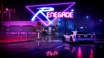 Retrowave Cyberpunk Car , cyberpunk, retrowave, artist, artwork, digital-art, behance HD wallpaper