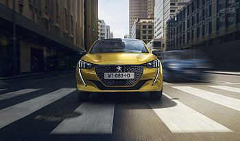 Yellow car, Peugeot 208, motion blur HD wallpaper