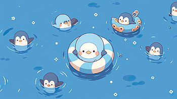 Penguin Kawaii, cute, artistic, kawaii, blue anime HD wallpaper