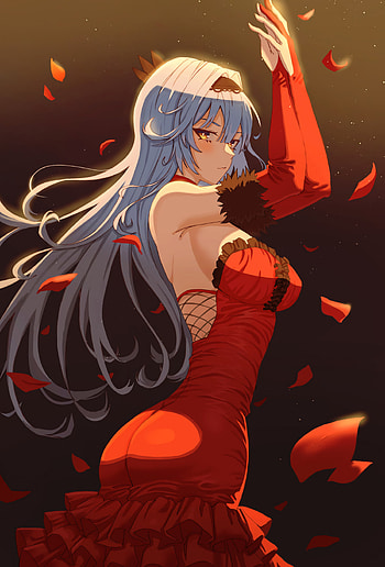 Eula Lawrence, orange, dress HD phone wallpaper