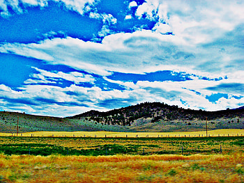 colored fields, clouds, fields, sky, hills HD wallpaper