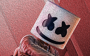 Marshmello, , paint art, American DJ, Marshmello art, Marshmello drawing, DJ Marshmello HD wallpaper