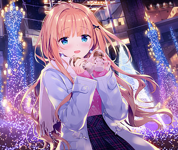 Decorations, lights, anime girl, cute HD wallpaper