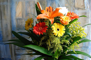 Flowers, Roses, Lilies, Gerberas, , Bouquet, Composition HD wallpaper