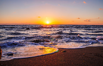Waves Beach Sunset , waves, beach, sunset, nature HD wallpaper