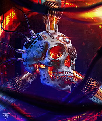 Art, Neon, Technologies, Technology, Skull HD phone wallpaper