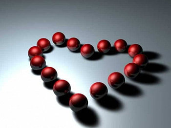 Marbled Heart, orbs, red marbles, heart, spheres HD wallpaper