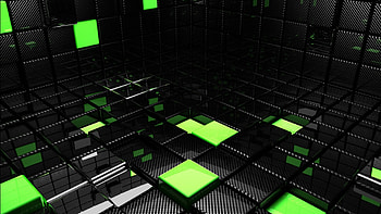 cube, square, green, black, space HD wallpaper