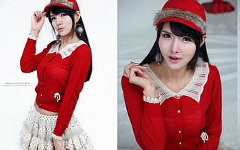 asian girl, sweater, asian, hat, red HD wallpaper