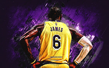 LeBron James, Los Angeles Lakers, Number 6, NBA, American basketball player, purple stone background, basketball, National Basketball Association, grunge Art HD wallpaper