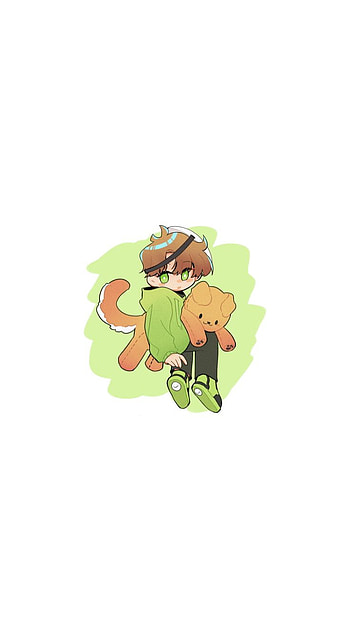 Pets || Dream, dreamwastaken, art, mcyt, green, simplistic, chibi, dog, dsmp HD phone wallpaper