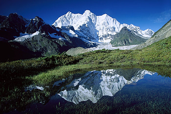 Nature, Water, Mountains, Clouds, Asia, Vertex, Top, Reflection, Greens HD wallpaper