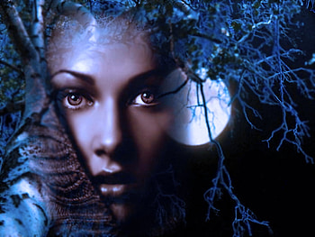 Moon, girl, 3d, beauty HD wallpaper