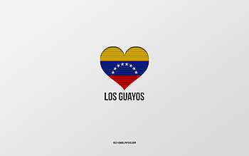 I Love Los Guayos, Venezuelan cities, Day of Los Guayos, gray background, Los Guayos, Venezuela, Venezuelan flag heart, favorite cities, Love Los Guayos HD wallpaper