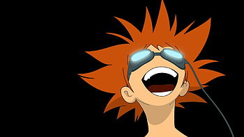 Preview cowboy bebop, ed, black background, safety glasses, laughter HD wallpaper