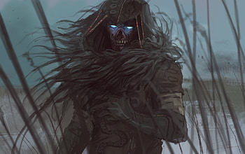 Darkness, blue, halloween, black, fantasy, eyes, demon, death HD wallpaper