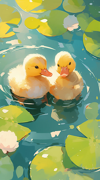Adorable Duckling Duo HD phone wallpaper