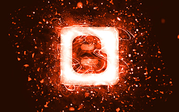 Blogger orange logo, , orange neon lights, creative, orange abstract background, Blogger logo, social network, Blogger HD wallpaper
