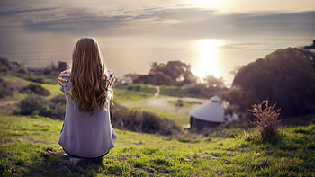 Girl Nature Sky Sunset, girl, nature, sky, sunset HD wallpaper