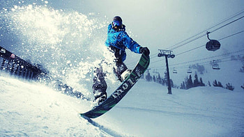 Beautiful snowboard time, Winter sport beauty, Snow-covered mountains, Exciting snowboarding HD wallpaper