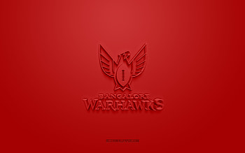Bangalore Warhawks, creative 3D logo, red background, EFLI, Indian American football club, Elite Football League of India, Bangalore, India, American football, Bangalore Warhawks 3d logo HD wallpaper