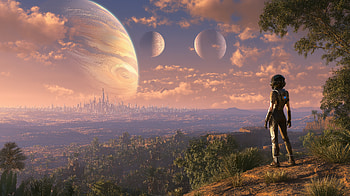 Explorer Of A Forgotten World, moon, cyberpunk, artist, artwork, art, digital-art, ai, deviantart HD wallpaper