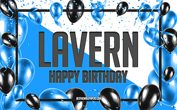 Happy Birtay Lavern, Birtay Balloons Background, Lavern, with names, Lavern Happy Birtay, Blue Balloons Birtay Background, Lavern Birtay HD wallpaper