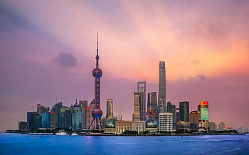 Shanghai World Financial Center, Shanghai skyline at sunset, Oriental Pearl Tower, Night views HD wallpaper