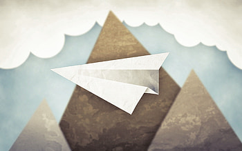 Sky, Art, Mountains, Clouds, Minimalism, Paper Plane HD wallpaper