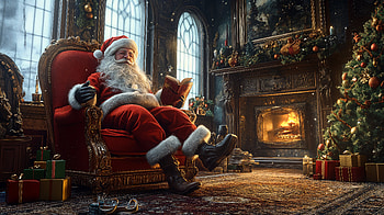 Cozy Christmas with Santa - Ultra, Santa, Christmas, Santa Claus, fireplace, holiday decorations, christmas fireplace HD wallpaper