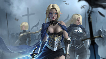 Elf fantasy girl, Long hair, Blue eyes HD wallpaper