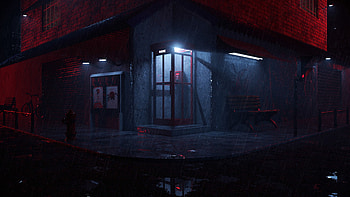 Rain, Night, Dark, Shine, Light, Station, Booth HD wallpaper