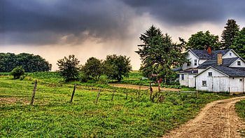 Cities, Nature, Trees, Grass, Building, Village, r HD wallpaper