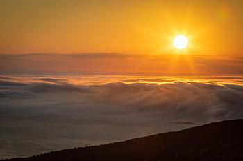 Nature, Sunset, Sun, Clouds, Fog HD wallpaper