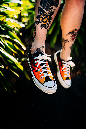 Miscellanea, Miscellaneous, Legs, Sneakers, Tattoo, Shoes HD phone wallpaper