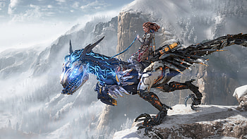 Horizon Forbidden West Aloy Riding Mechanical Mount, video game, Horizon Forbidden West, Aloy (Horizon Series) HD wallpaper