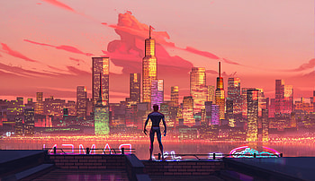 Spiderman In Ny Sunset, spiderman, superheroes, artist, artwork, digital-art, artstation HD wallpaper