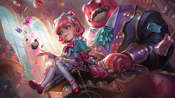 Cafe Cuties Annie, annie, pink, bear, fantasy, cafe cuties, sora kim, girl HD wallpaper