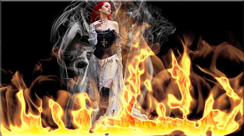Out of Hell, gothic, red haired, goth, redhaired, flame, red hair, ginger, hell, smoke, red head, redhead, fire HD wallpaper