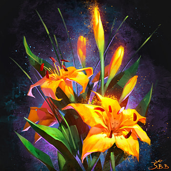 Flowers, Art, Lilies, Bouquet HD phone wallpaper