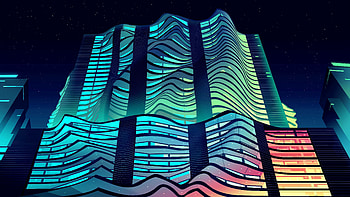 Modern building, facade, digital art HD wallpaper