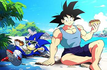 Son Goku & Sonic The Hedgehog, Sonic the Hedgehog, Dragon Ball, Goku HD wallpaper