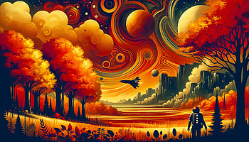 Sci Fi Autumn Colors Planetscape, fall colors, Sci Fi, fall, space, surrealism HD wallpaper