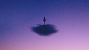 Minimal, a man on a cloud, flight, sky, silhouette HD wallpaper